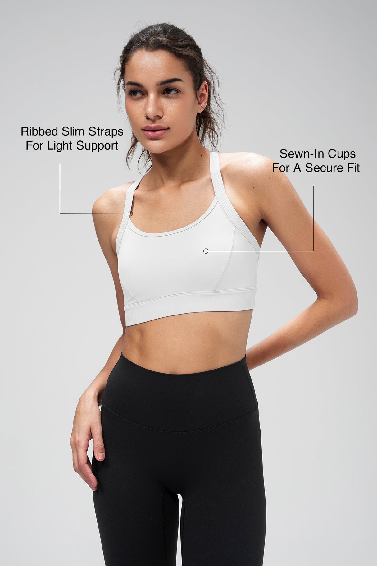 Shift™ Ribbed Sewn-in Pads Racerback Running Bra | Women's High Support Sports Bra