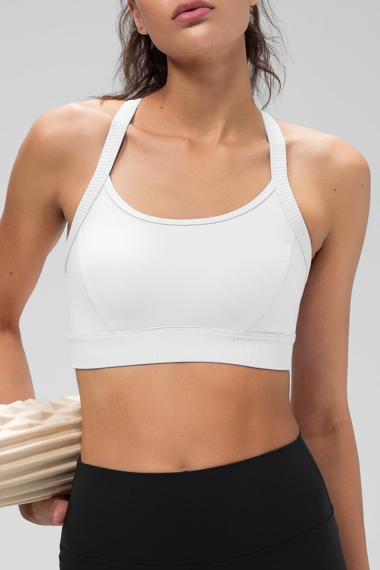 Shift™ Ribbed Sewn-in Pads Racerback Running Bra | Women's High Support Sports Bra