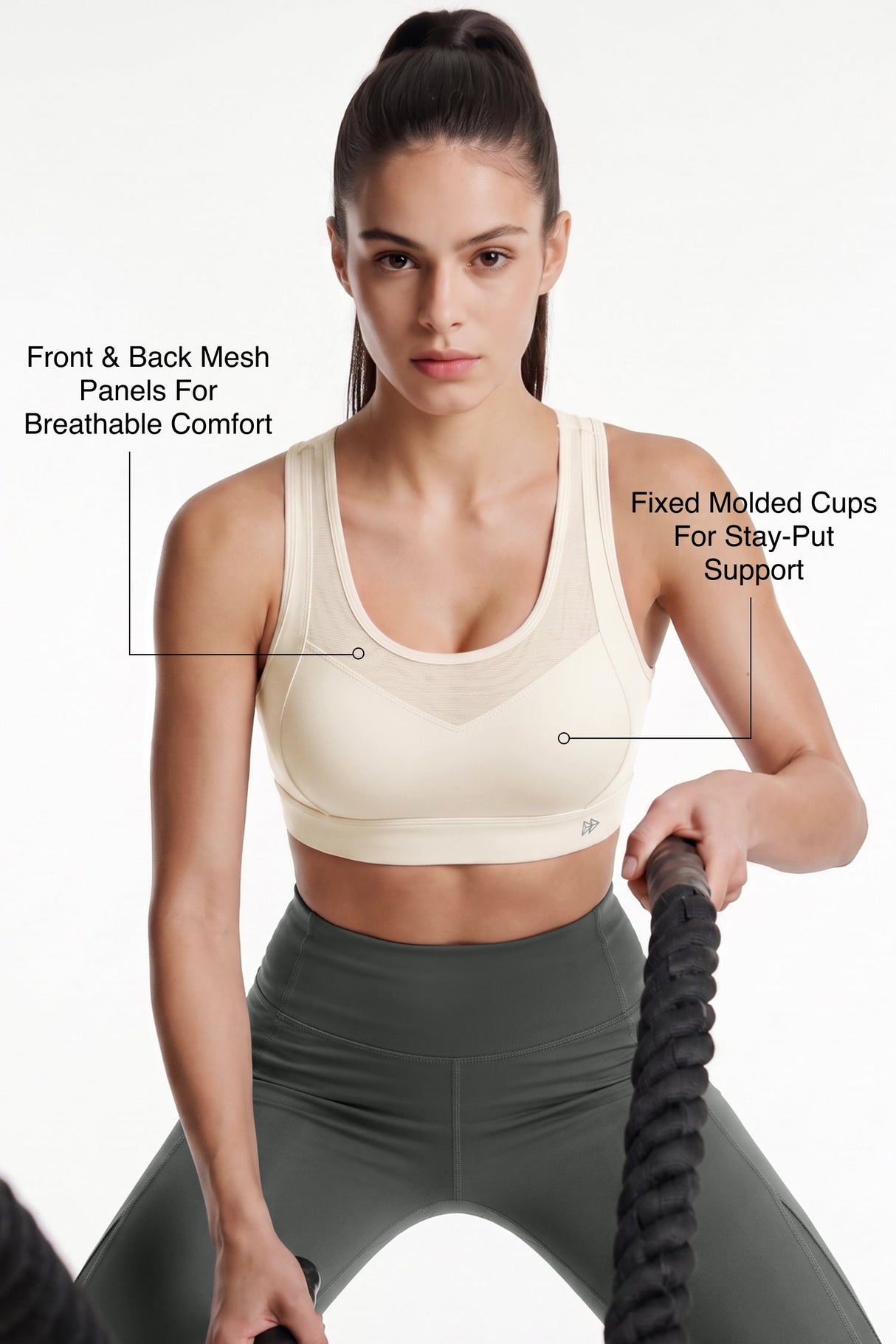 Power™ Breathable Cutout Sports Bra with Hook Closure | High Support for Running, HIIT & Training