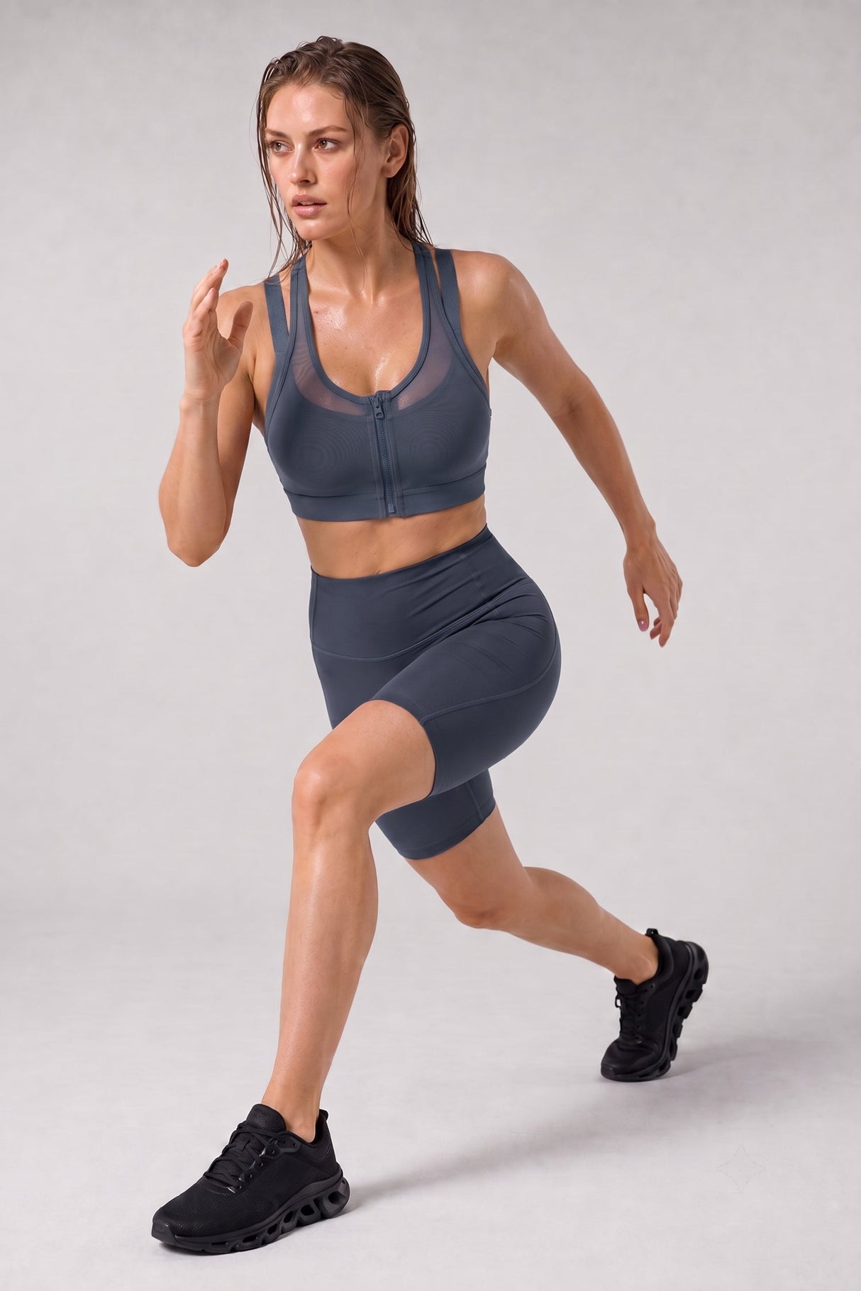 Power™ Zip Front Breathable Full-Coverage Running Bra | Women's High Support Sports Bra