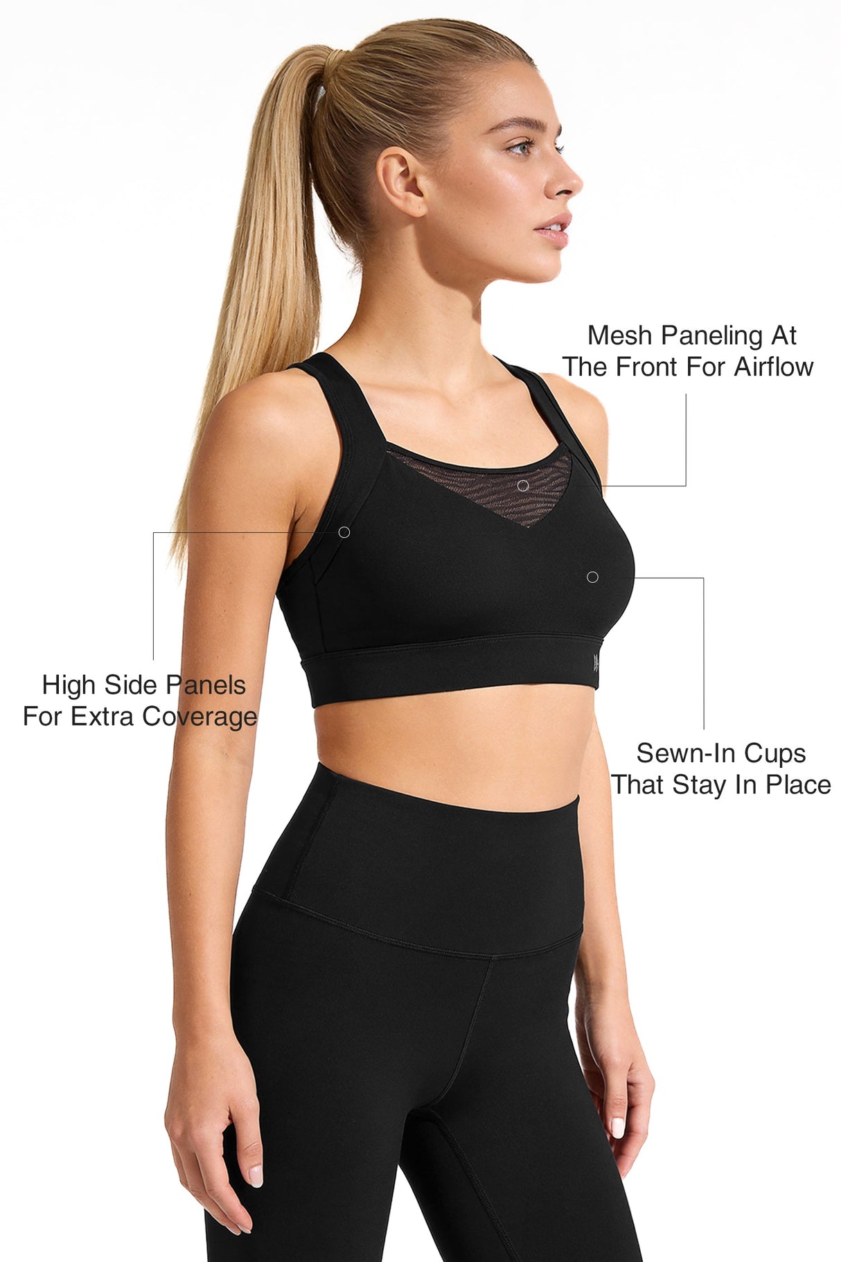 Power™ Racerback Breathable Full-Coverage Sports Bra | High-Impact Support for Running, Gym & Training