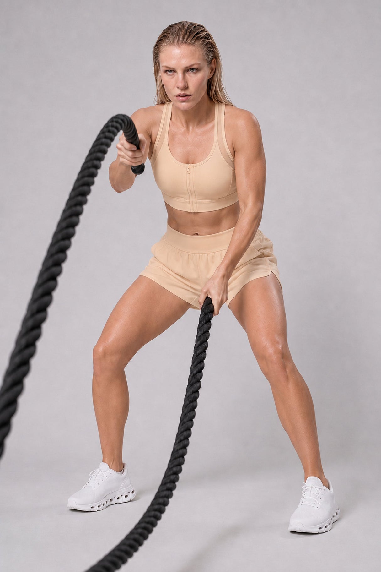 Power™ Zip-Front Mesh T-Back Sports Bra | High-Impact Support for Running & HIIT