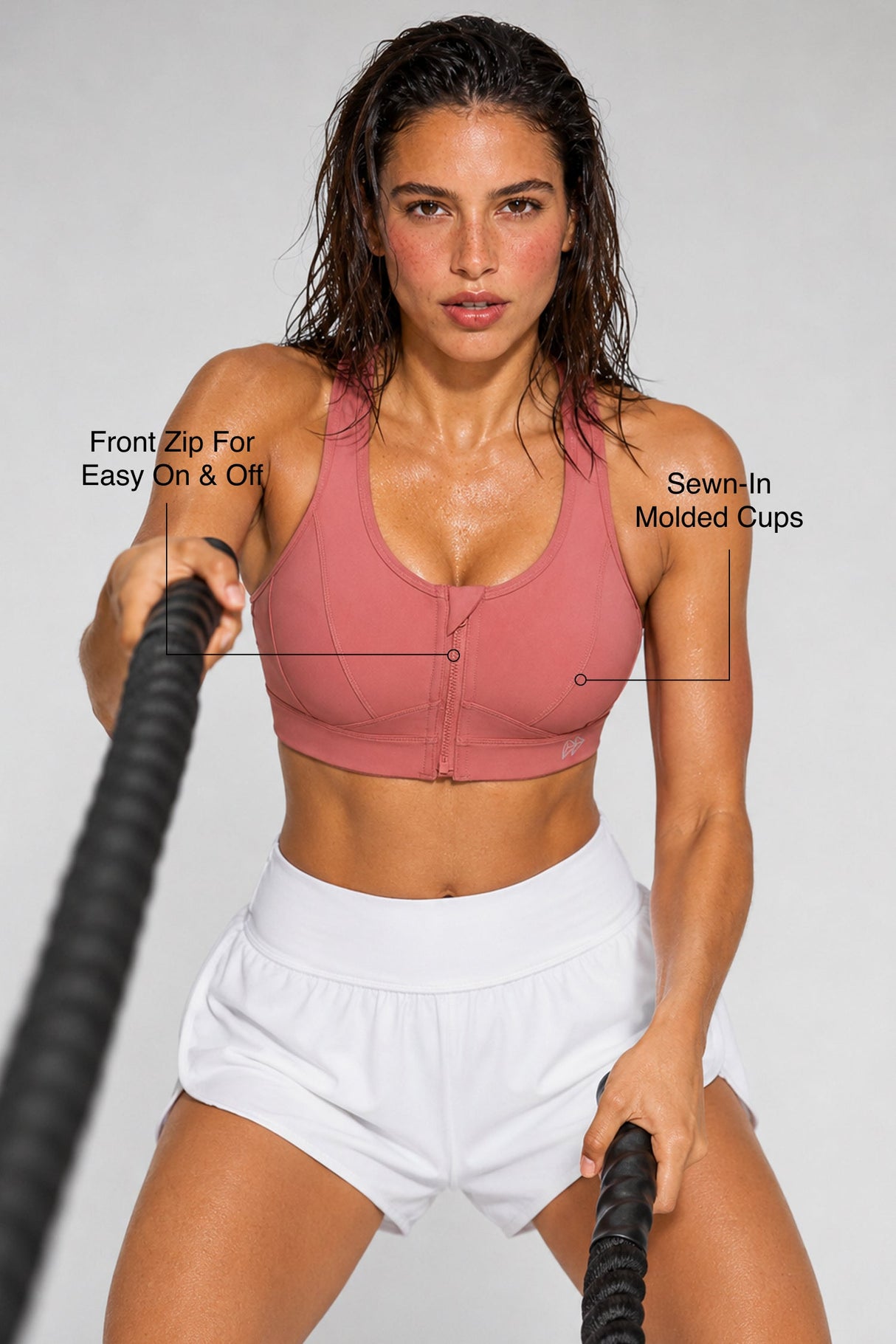 Enfold™ Front-Zip Breathable Racerback Sports Bra | High-Impact Support for Running, HIIT & Training