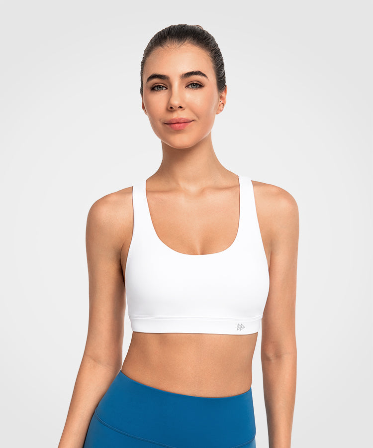 Shift Scoop Neckline Cross Back Padded Yoga Bra Women's Light