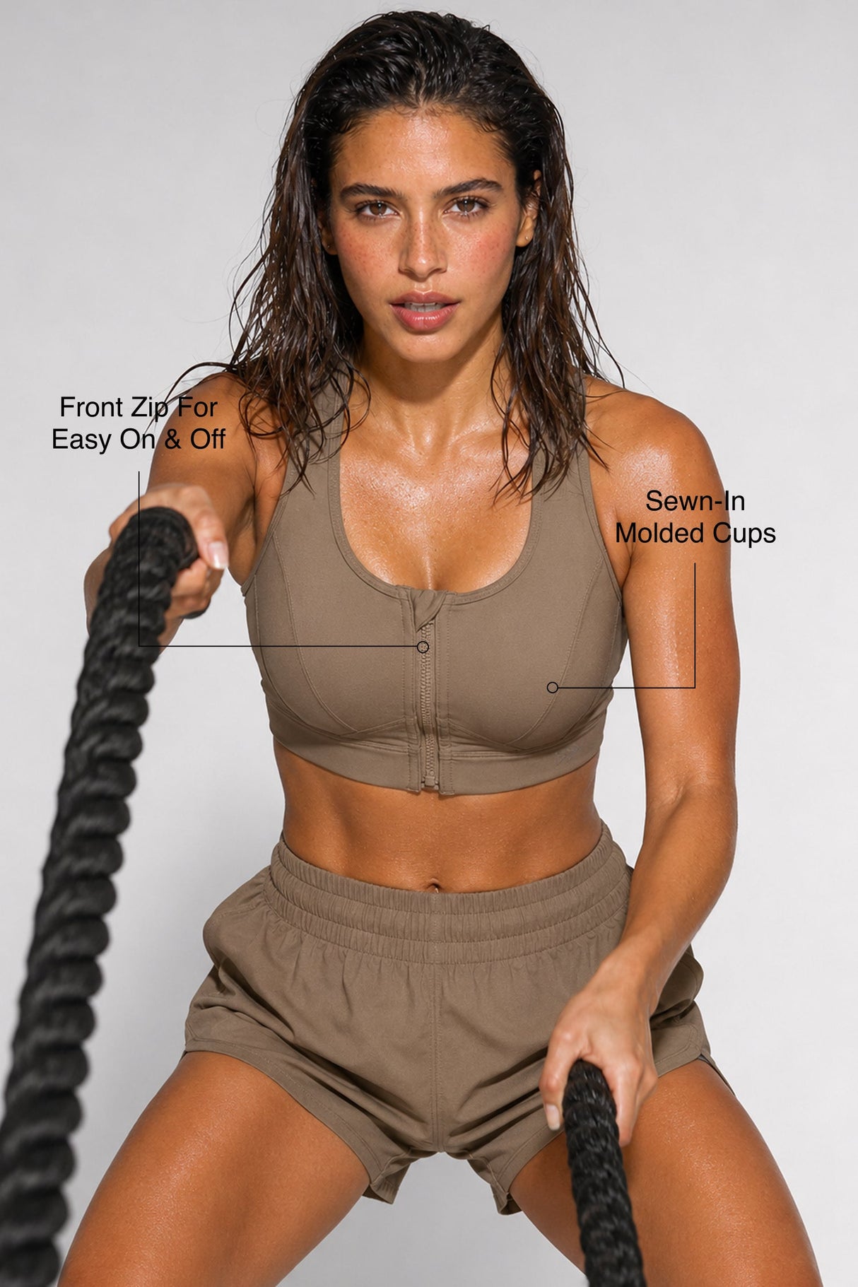 Enfold™ Front-Zip Breathable Racerback Sports Bra | High-Impact Support for Running, HIIT & Training