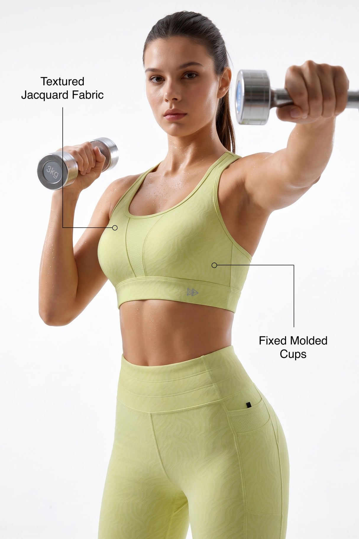 Power™ Racerback Double-Strap Jacquard Sports Bra | High-Impact Support with Full Coverage for Running, HIIT, Yoga & Training