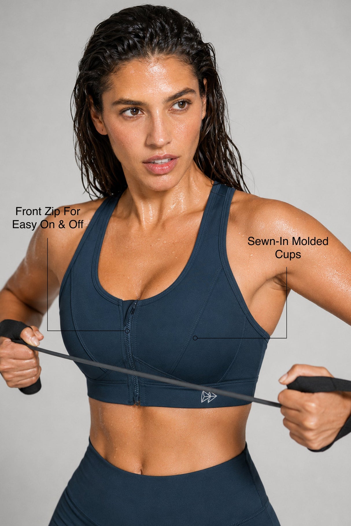 Enfold™ Front-Zip Breathable Racerback Sports Bra | High-Impact Support for Running, HIIT & Training