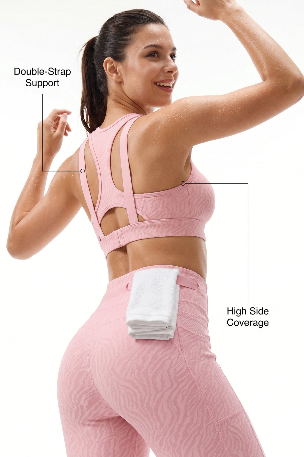 Power™ Racerback Double-Strap Jacquard Sports Bra | High-Impact Support with Full Coverage for Running, HIIT, Yoga & Training