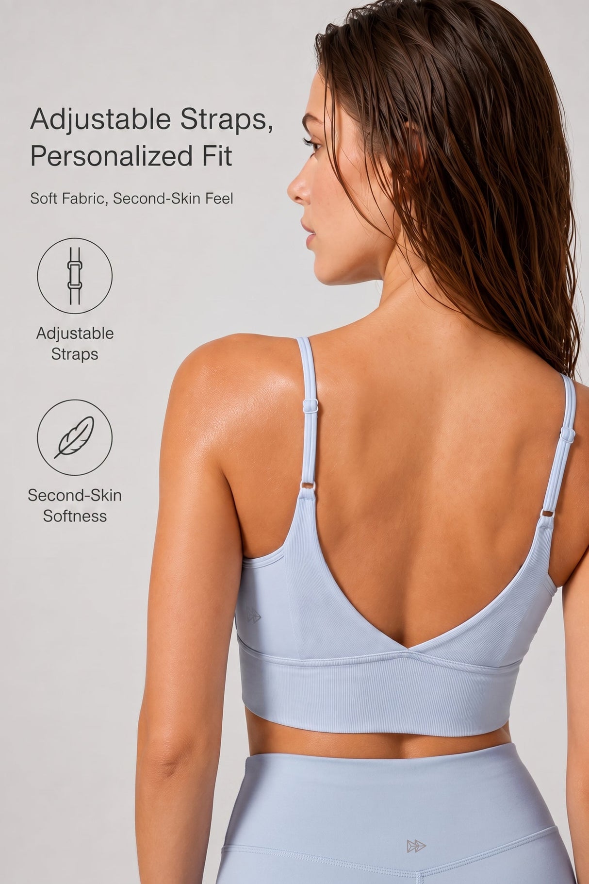 Echo™ V-Neck Ribbed Padded Yoga Bra | Women's Light Support Sports Bra