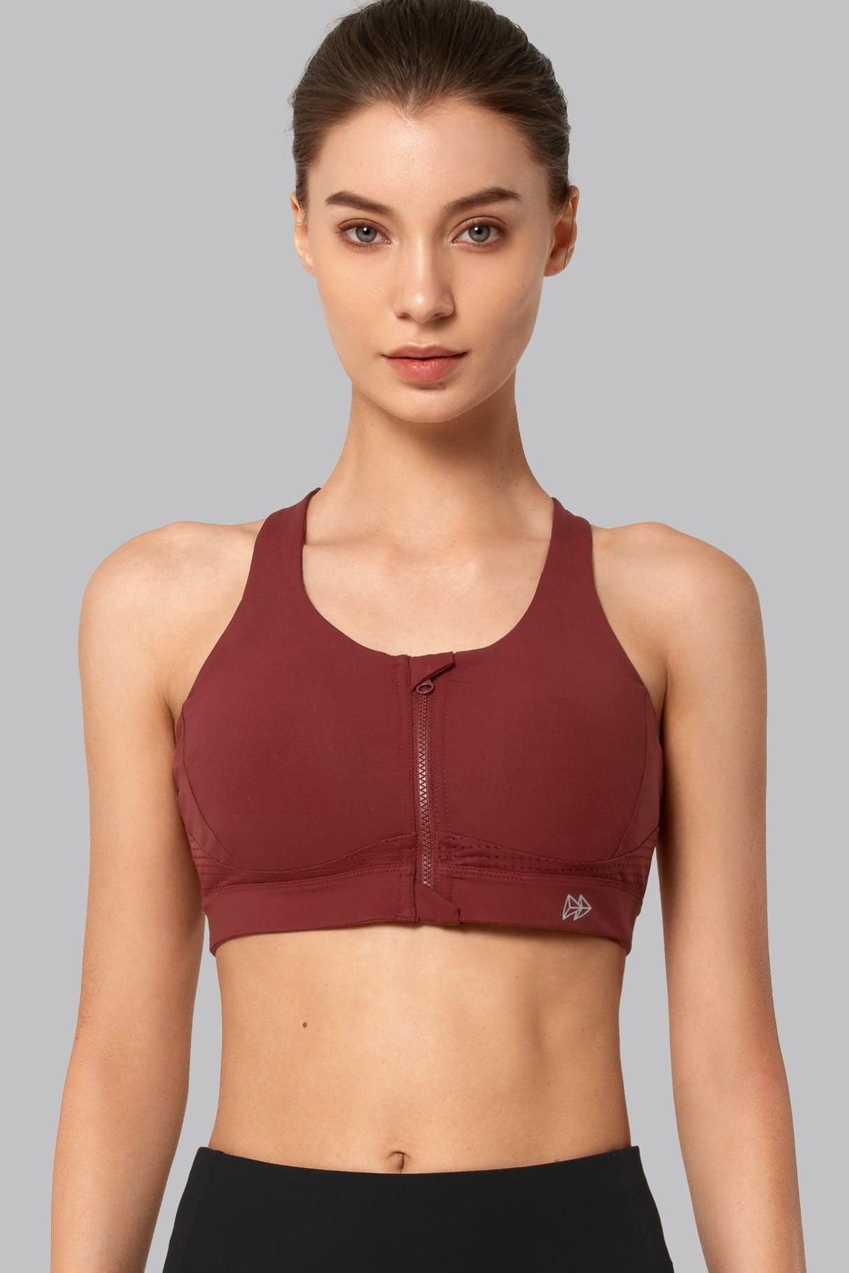 Power™ Zip Front Criss Cross High Support Running Bra | Women's High Support Sports Bra (Plus Size)