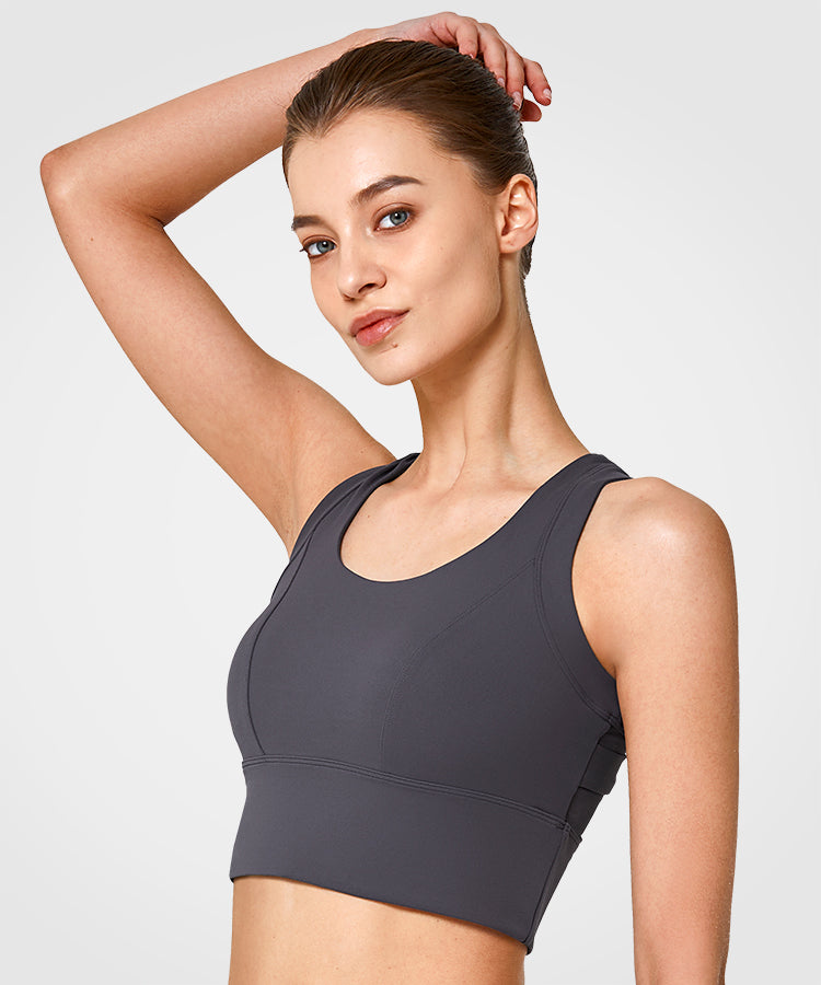 Shift Light Mesh Longline Padded Yoga Bra | Women's Light Support Sports Bra