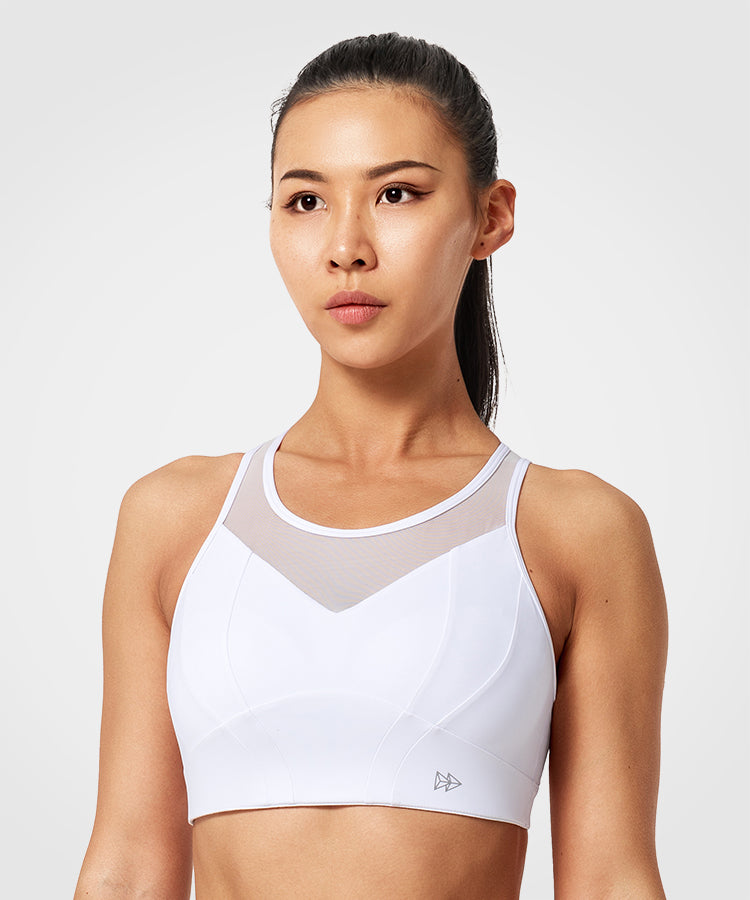 Power Mesh Racerback Padded Running Bra  Women's High Support Sports –  Yvette_UK