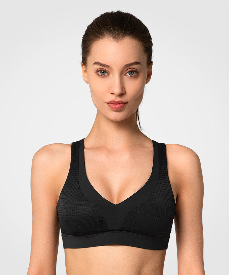 Sculpt V-Neck Cross Back Padded Running Bra