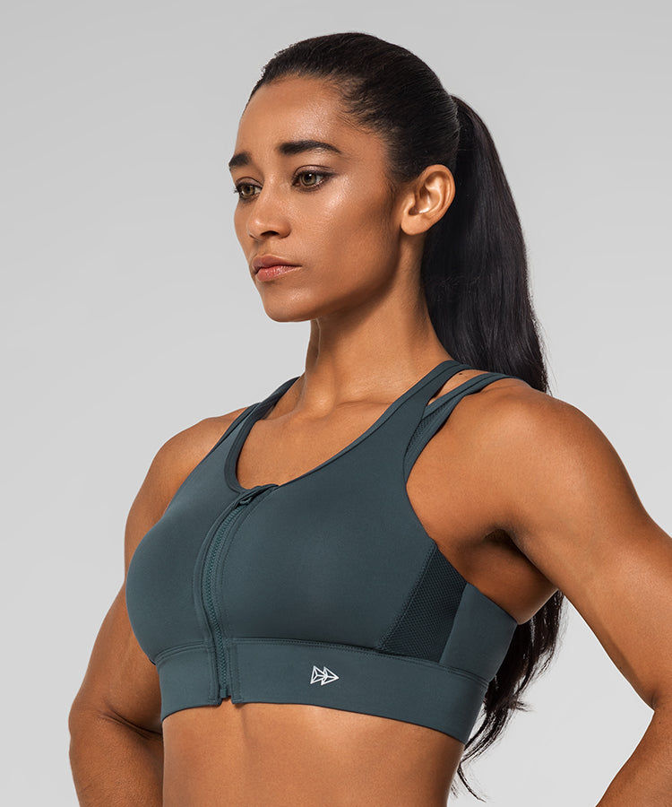 Shift Zip Front Racerback Padded Running Bra