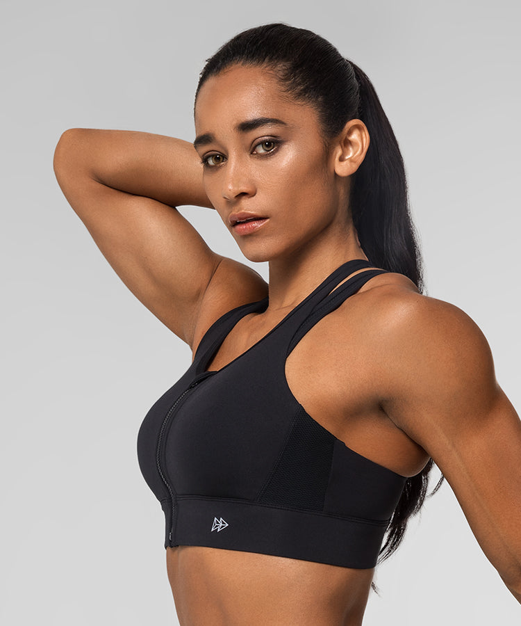 Shift Zip Front Racerback Padded Running Bra