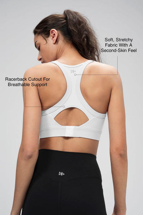 Shift™ Ribbed Sewn-in Pads Racerback Running Bra | Women's High Support Sports Bra