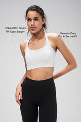Shift™ Ribbed Sewn-in Pads Racerback Running Bra | Women's High Support Sports Bra