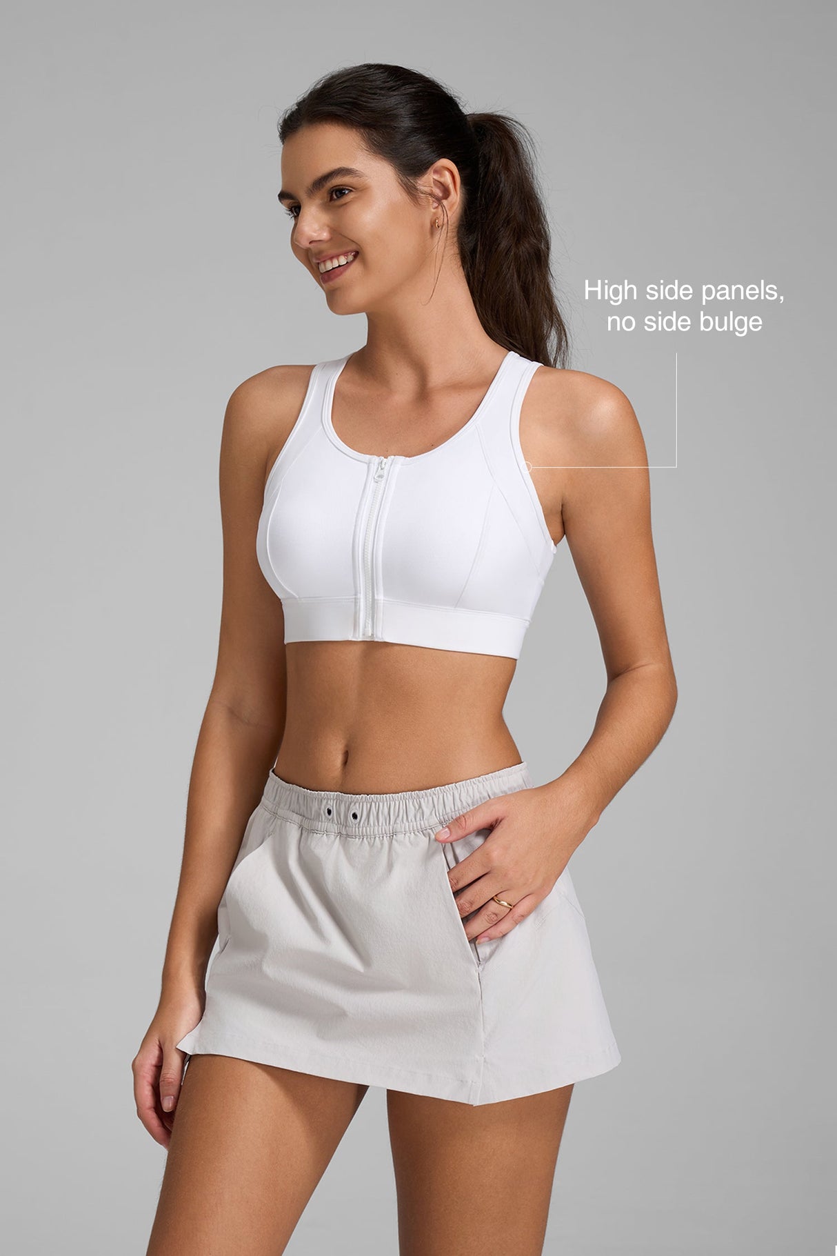 Power™ Cutout Racerback Zip Front Running Bra | Women's High Support Sports Bra