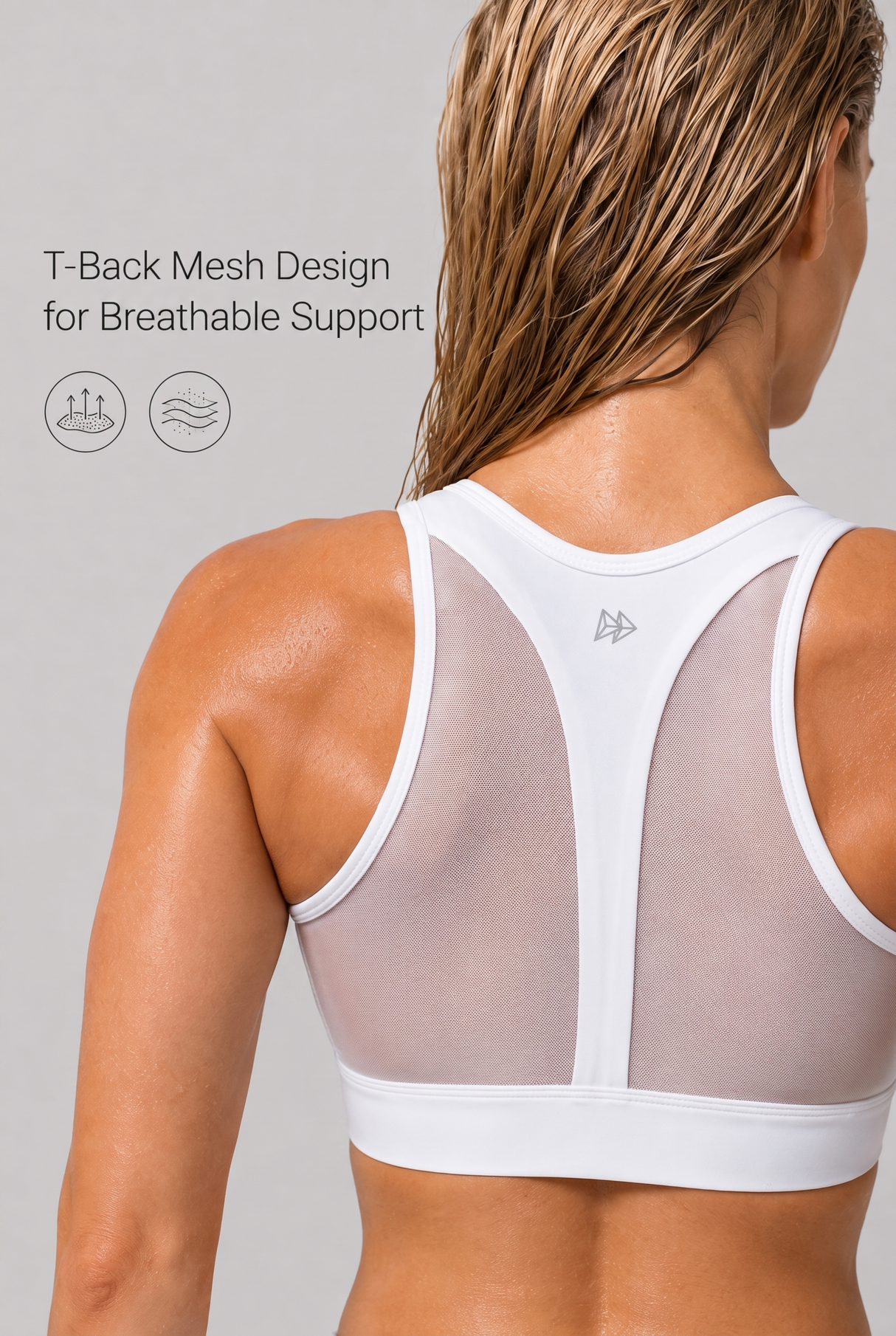 Power™ Zip-Front Mesh T-Back Sports Bra | High-Impact Support for Running & HIIT