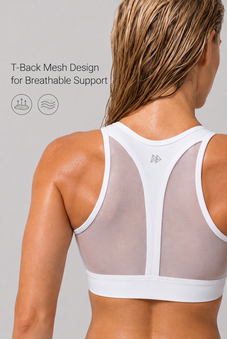 Power™ Zip-Front Mesh T-Back Sports Bra | High-Impact Support for Running & HIIT