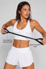 Enfold™ Front-Zip Breathable Racerback Sports Bra | High-Impact Support for Running, HIIT & Training