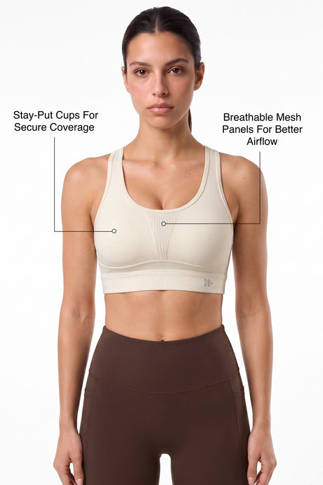 Power™ Breathable Panel With Adjustable Support Sports Bra | High Support for Running, HIIT & Training