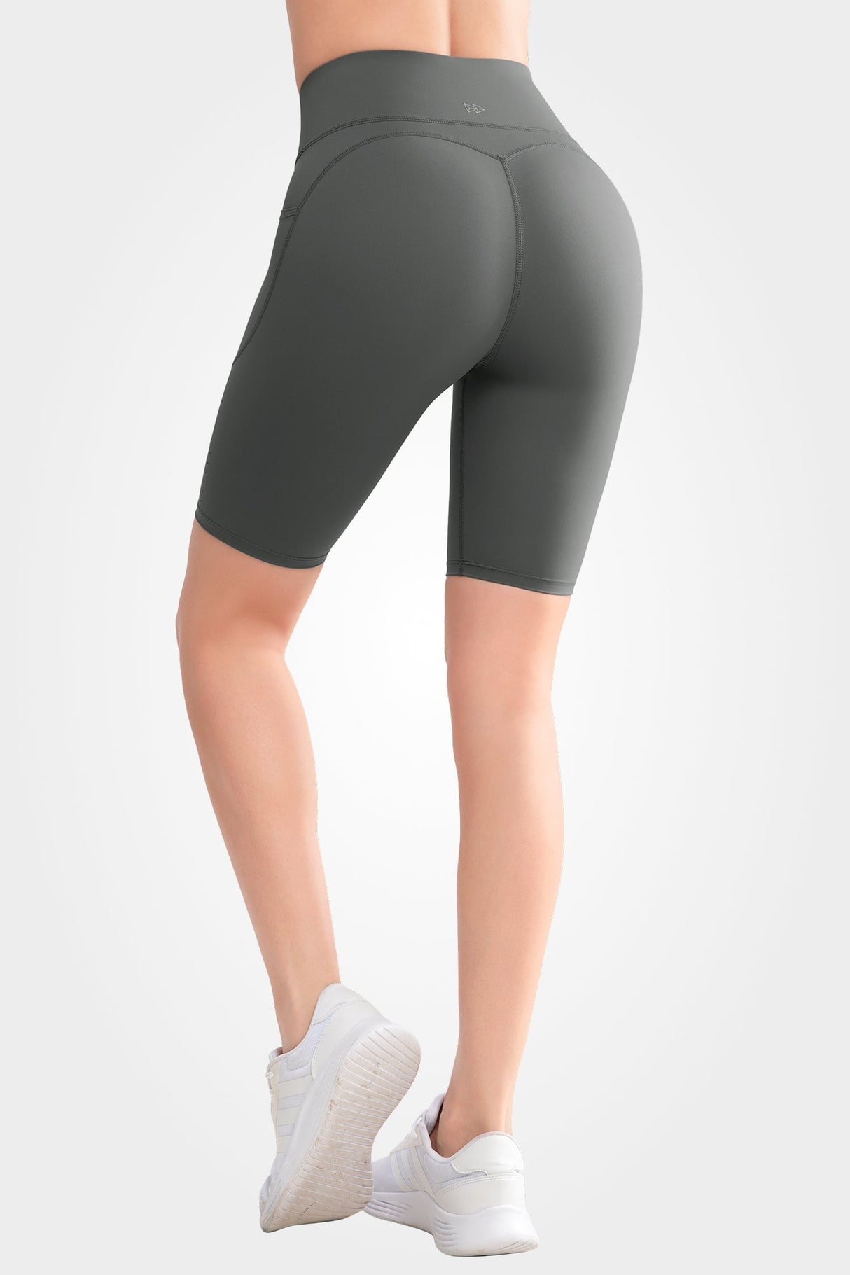 Echo High Waist Pockets Side Perforated Biker Shorts  8 Inch | Women's High Support Sports Shorts
