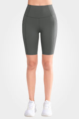 Echo High Waist Pockets Side Perforated Biker Shorts  8 Inch | Women's High Support Sports Shorts