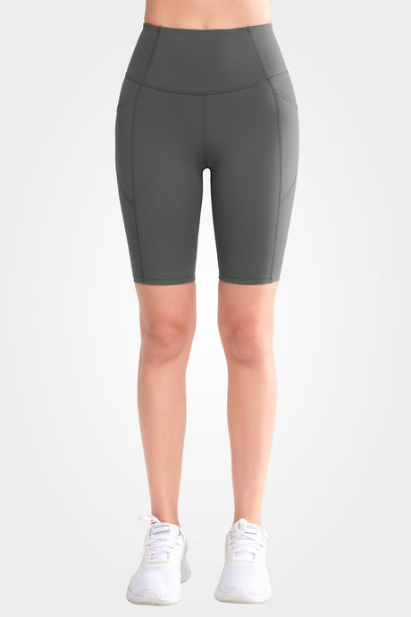 Echo High Waist Pockets Side Perforated Biker Shorts  8 Inch | Women's High Support Sports Shorts