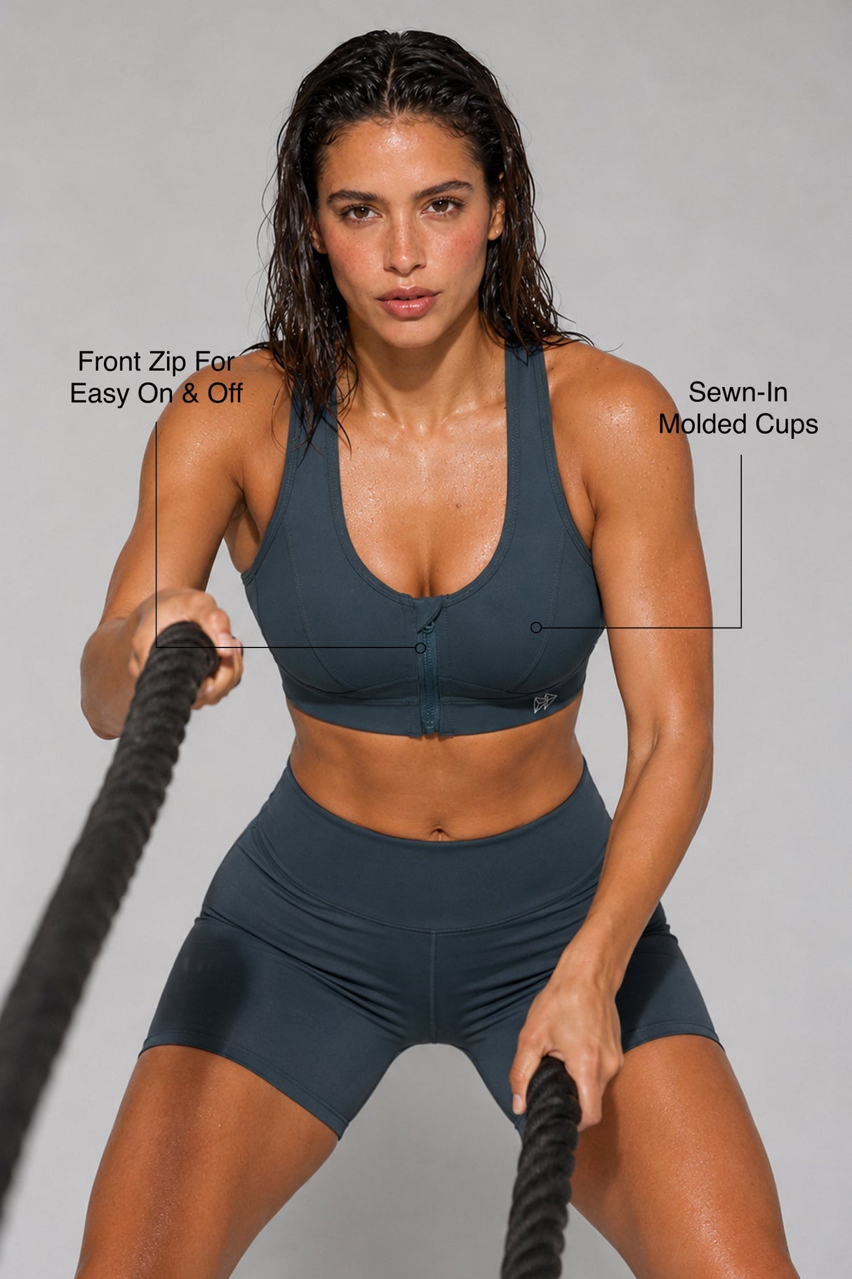 Enfold™ Front-Zip Breathable Racerback Sports Bra | High-Impact Support for Running, HIIT & Training