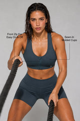 Enfold™ Front-Zip Breathable Racerback Sports Bra | High-Impact Support for Running, HIIT & Training