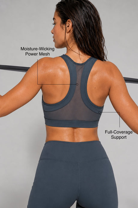 Enfold™ Front-Zip Breathable Racerback Sports Bra | High-Impact Support for Running, HIIT & Training