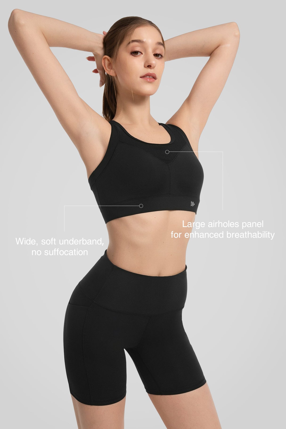 Power™ Front Mesh Arched Cutout Cool Sports Bra | Women's High Support Sports Bra