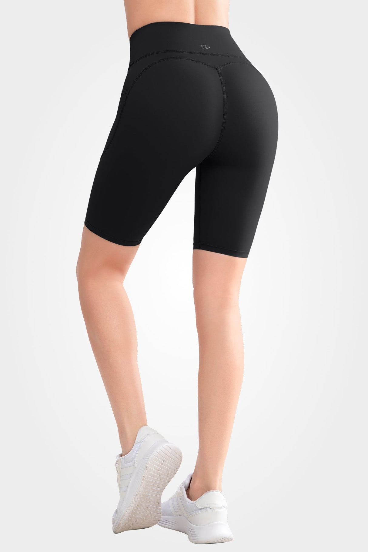 Echo High Waist Pockets Side Perforated Biker Shorts  8 Inch | Women's High Support Sports Shorts
