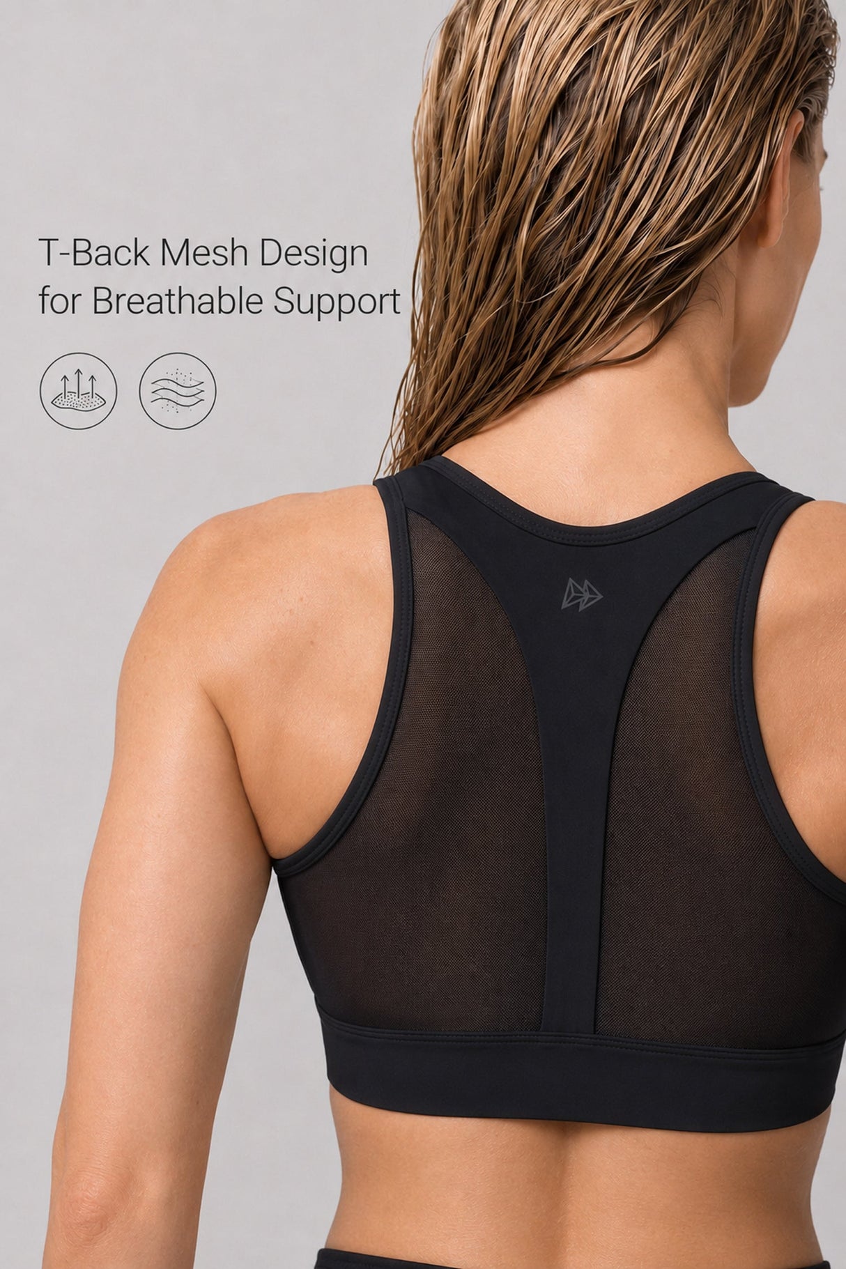 Power™ Zip-Front Mesh T-Back Sports Bra | High-Impact Support for Running & HIIT