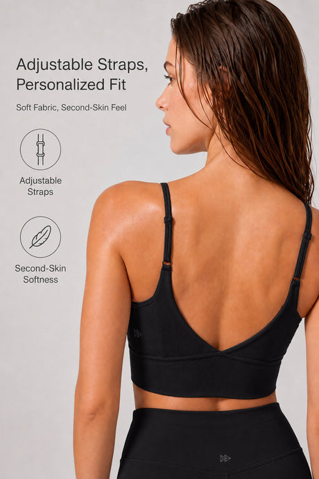 Echo™ V-Neck Ribbed Padded Yoga Bra | Women's Light Support Sports Bra