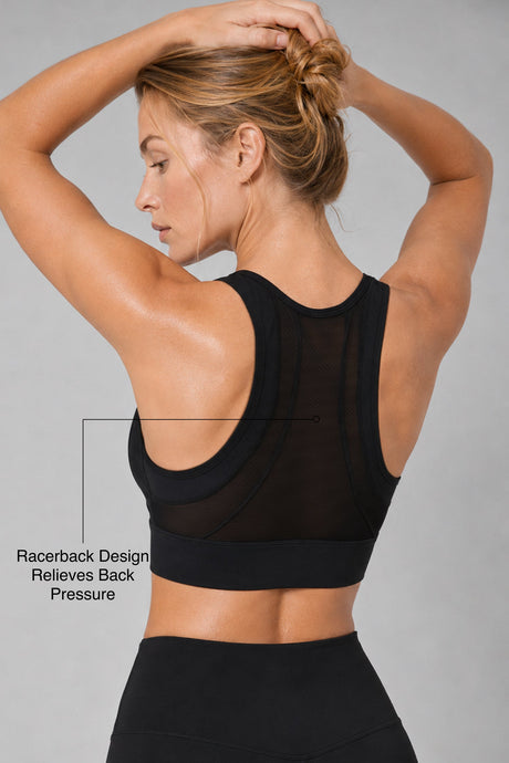 Sculpt™ Zip-Front Full-Back Mesh Racerback Sports Bra | High-Impact Support for Running, Gym & Training