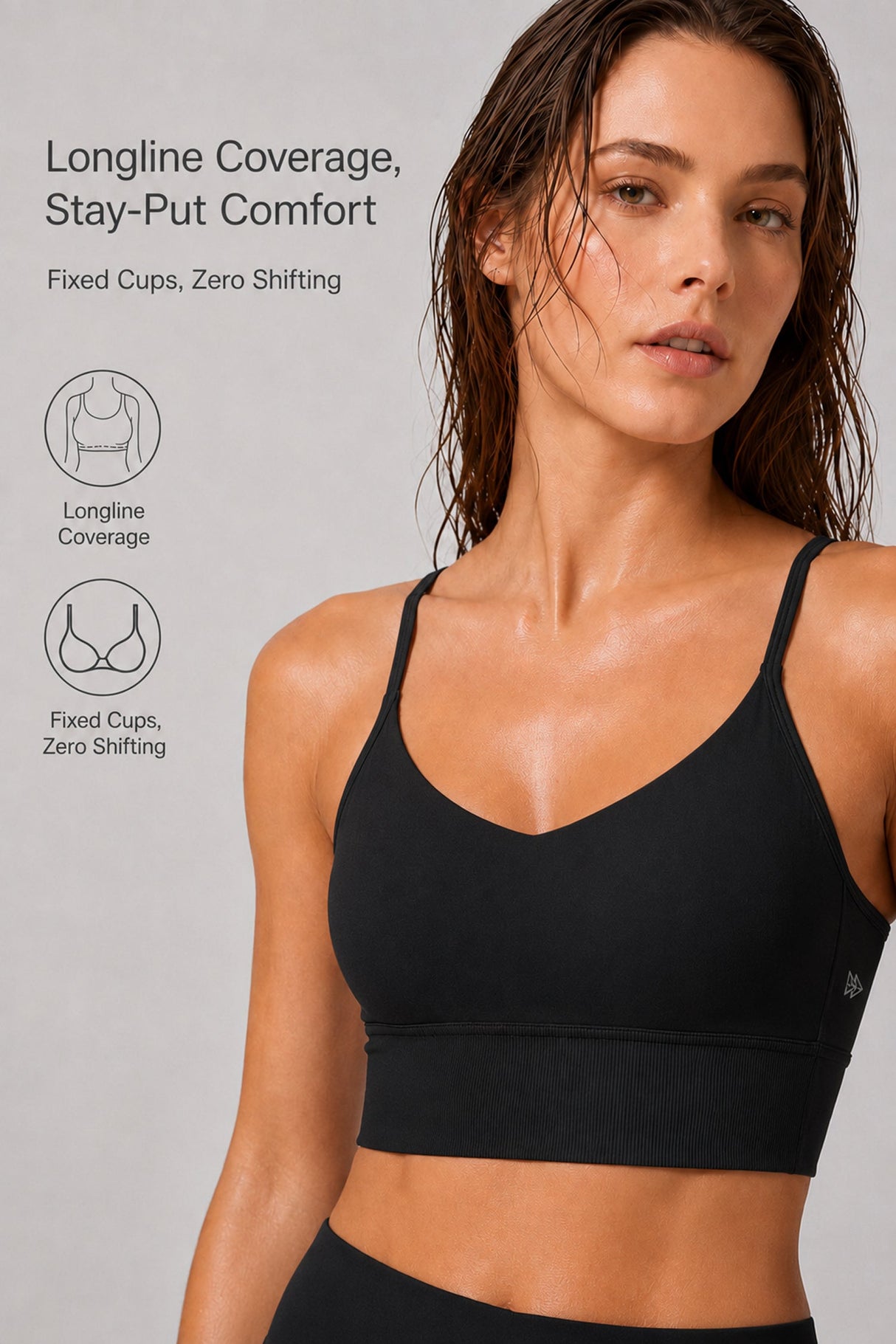 Echo™ V-Neck Ribbed Padded Yoga Bra | Women's Light Support Sports Bra