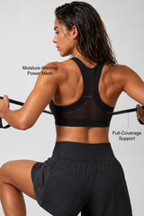 Enfold™ Front-Zip Breathable Racerback Sports Bra | High-Impact Support for Running, HIIT & Training
