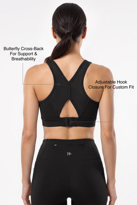 Power™ Breathable Panel With Adjustable Support Sports Bra | High Support for Running, HIIT & Training