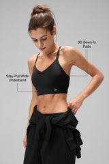 Anywhere™ Y-Back Design Sewn-in Pads Yoga Bra | Women's Light Support Sports Bra