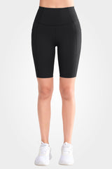 Echo High Waist Pockets Side Perforated Biker Shorts  8 Inch | Women's High Support Sports Shorts