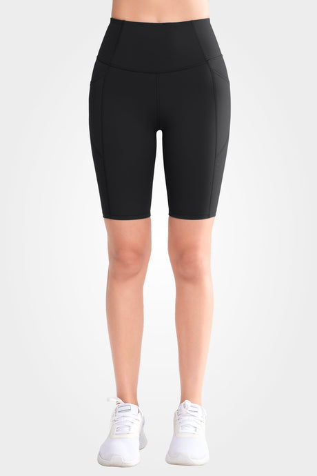 Echo High Waist Pockets Side Perforated Biker Shorts  8 Inch | Women's High Support Sports Shorts
