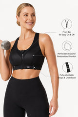 Power™ Zip Front Adjustable High Support Sports Bra | Women's High Support Sports Bra