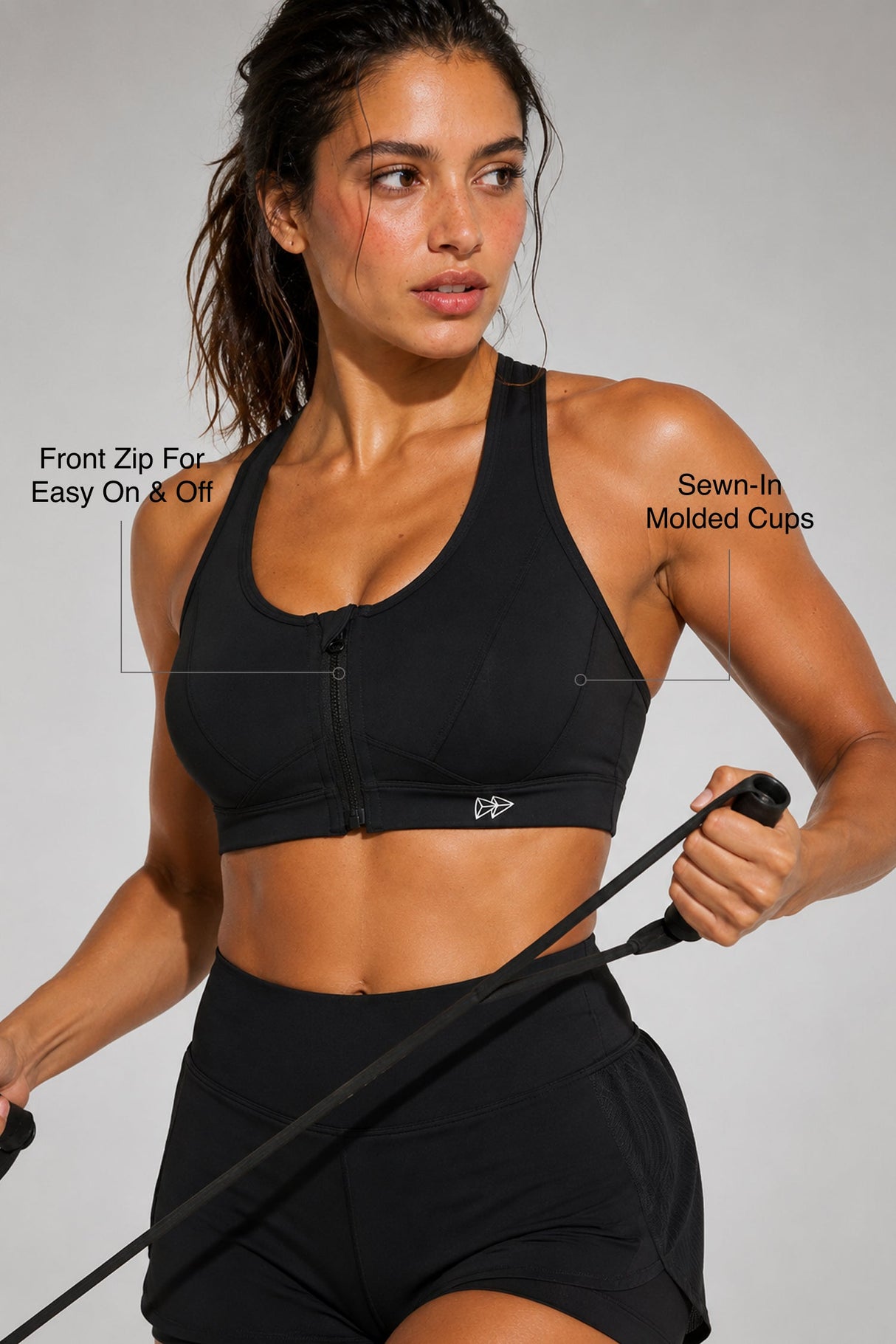 Enfold™ Front-Zip Breathable Racerback Sports Bra | High-Impact Support for Running, HIIT & Training