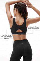 Power™ Breathable Cutout Sports Bra with Hook Closure | High Support for Running, HIIT & Training
