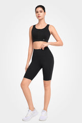 Echo High Waist Pockets Side Perforated Biker Shorts  8 Inch | Women's High Support Sports Shorts