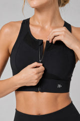 Sculpt™ Zip-Front Full-Back Mesh Racerback Sports Bra | High-Impact Support for Running, Gym & Training