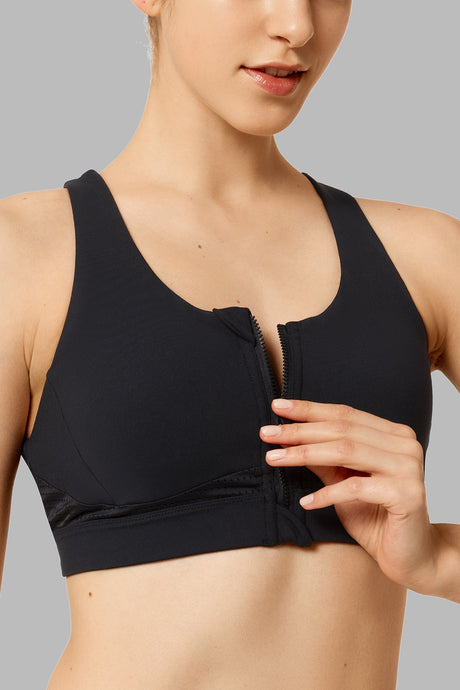 Power™ Zip Front Criss Cross High Support Running Bra | Women's High Support Sports Bra (Plus Size)