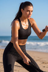 Power™ Racerback Double-Strap Jacquard Sports Bra | High-Impact Support with Full Coverage for Running, HIIT, Yoga & Training